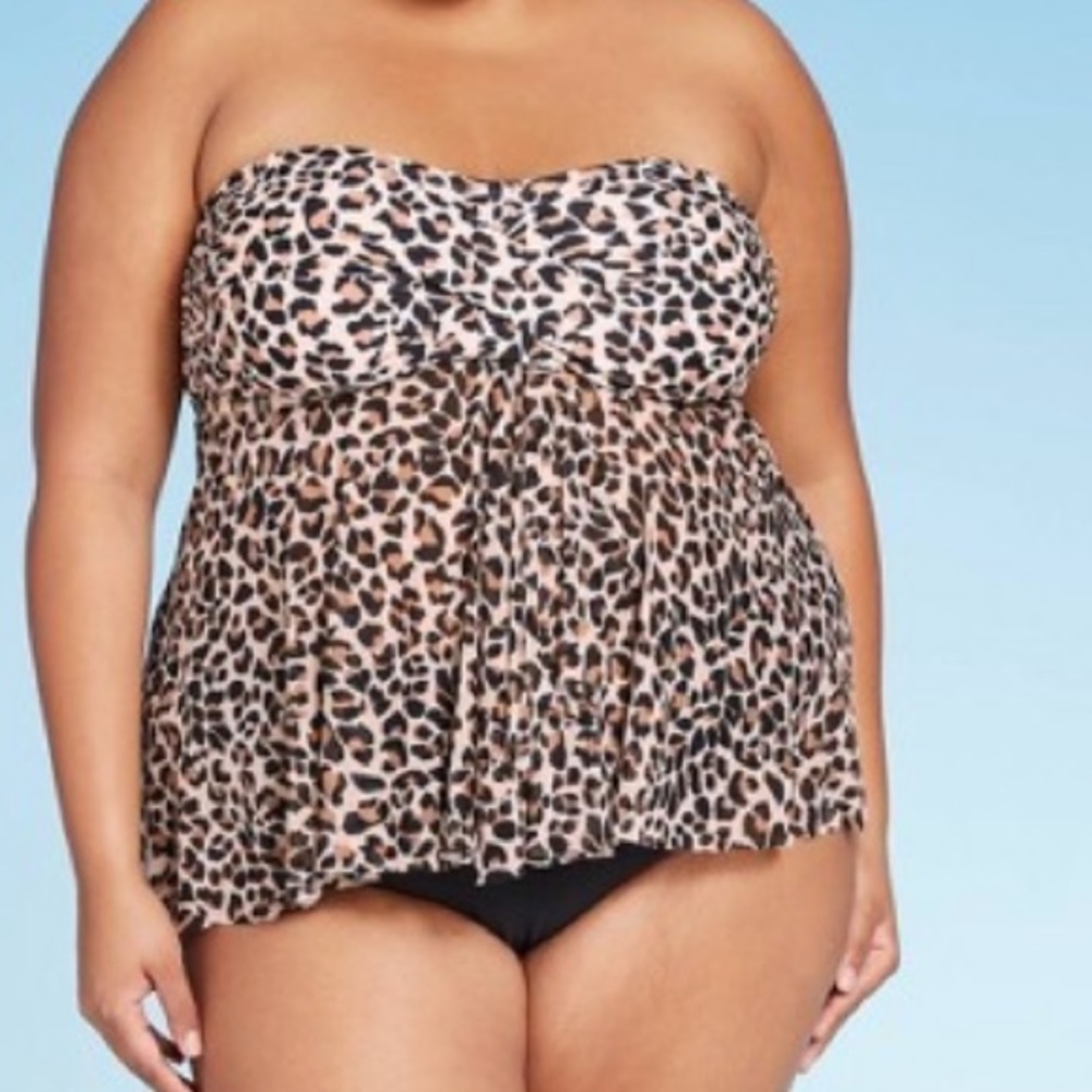 Target Leopard Mesh Tankini top NWT 18W